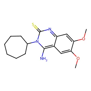 3-cycloheptyl-4-imino-6,7-dimethoxy-3,4-dihydro-2(1H)-quinazolinethione structure