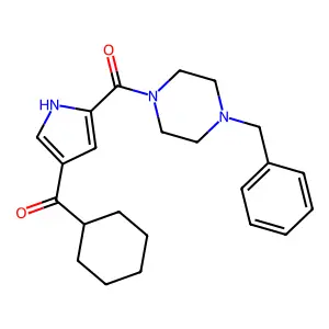 [5-(4-benzylpiperazine-1-carbonyl)-1H-pyrrol-3-yl]-cyclohexylmethanone structure