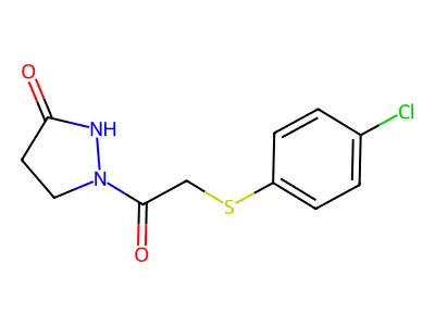 1-{2-[(4-chlorophenyl)sulfanyl]acetyl}tetrahydro-3H-pyrazol-3-one structure