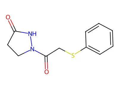 1-[2-(phenylsulfanyl)acetyl]tetrahydro-3H-pyrazol-3-one structure