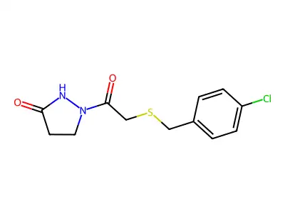 1-{2-[(4-chlorobenzyl)sulfanyl]acetyl}tetrahydro-3H-pyrazol-3-one structure