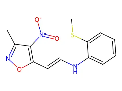 N-[2-(3-Methyl-4-nitro-1,2-oxazol-5-YL)ethenyl]-2-(methylsulfanyl)aniline structure