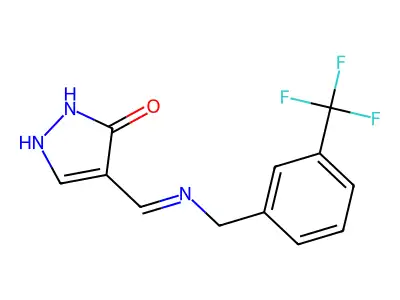 4-({[3-(trifluoromethyl)benzyl]amino}methylene)-2,4-dihydro-3H-pyrazol-3-one structure