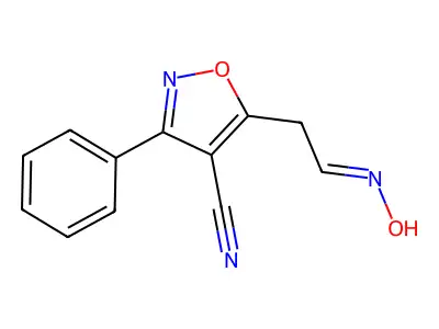 5-(2-Hydroxyiminoethyl)-3-phenyl-1,2-oxazole-4-carbonitrile structure