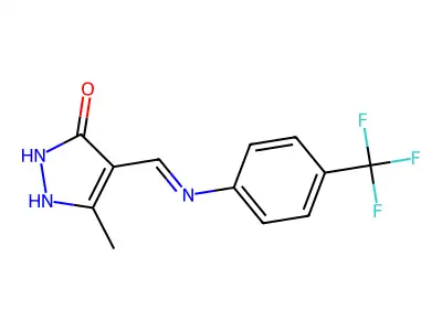 5-methyl-4-{[4-(trifluoromethyl)anilino]methylene}-2,4-dihydro-3H-pyrazol-3-one structure