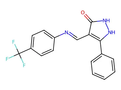 3-phenyl-4-[[4-(trifluoromethyl)anilino]methylidene]-1H-pyrazol-5-one structure