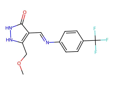 5-(methoxymethyl)-4-{[4-(trifluoromethyl)anilino]methylene}-2,4-dihydro-3H-pyrazol-3-one structure