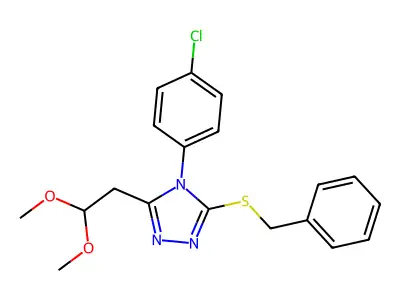3-(benzylsulfanyl)-4-(4-chlorophenyl)-5-(2,2-dimethoxyethyl)-4H-1,2,4-triazole structure