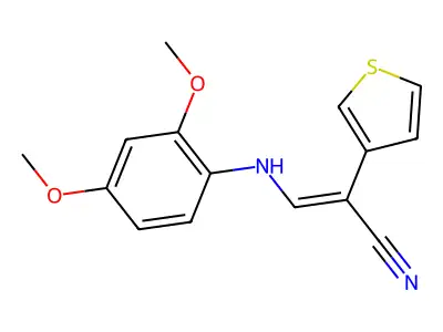(Z)-3-(2,4-dimethoxyanilino)-2-thiophen-3-ylprop-2-enenitrile structure