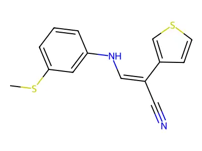 (Z)-3-(3-methylsulfanylanilino)-2-thiophen-3-ylprop-2-enenitrile structure