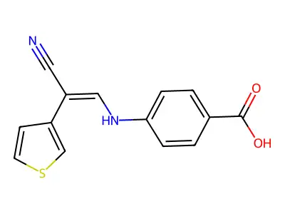 4-{[2-Cyano-2-(3-thienyl)vinyl]amino}benzenecarboxylic acid structure