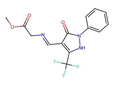 methyl 2-({[5-oxo-1-phenyl-3-(trifluoromethyl)-1,5-dihydro-4H-pyrazol-4-yliden]methyl}amino)acetate structure