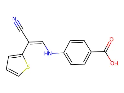 4-{[2-Cyano-2-(2-thienyl)vinyl]amino}benzenecarboxylic acid structure