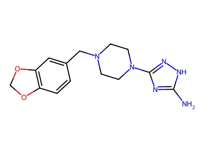 5-[4-(1,3-benzodioxol-5-ylmethyl)piperazino]-1H-1,2,4-triazol-3-amine structure