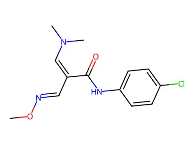 N-(4-chlorophenyl)-3-(dimethylamino)-2-(methoxyiminomethyl)prop-2-enamide structure