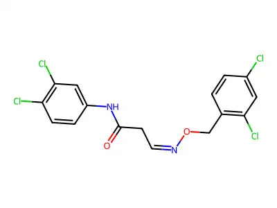 N-(3,4-dichlorophenyl)-3-[(2,4-dichlorophenyl)methoxyimino]propanamide structure
