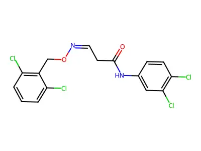N-(3,4-dichlorophenyl)-3-[(2,6-dichlorophenyl)methoxyimino]propanamide structure