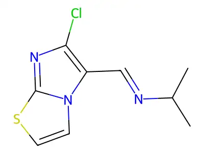 (E)-({6-chloroimidazo[2,1-b][1,3]thiazol-5-yl}methylidene)(propan-2-yl)amine structure