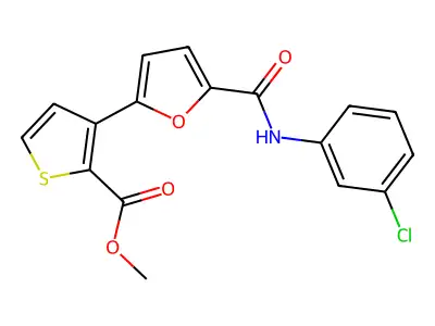 Methyl 3-{5-[(3-chloroanilino)carbonyl]-2-furyl}-2-thiophenecarboxylate structure