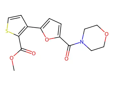 Methyl 3-[5-(4-morpholinylcarbonyl)-2-furanyl]-2-thiophenecarboxylate structure