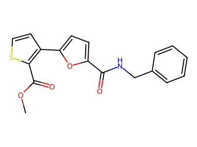 Methyl 3-[5-(benzylcarbamoyl)furan-2-yl]thiophene-2-carboxylate structure