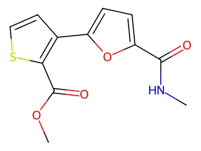 Methyl 3-[5-(methylcarbamoyl)furan-2-yl]thiophene-2-carboxylate structure