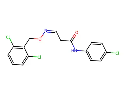 N-(4-chlorophenyl)-3-[(2,6-dichlorophenyl)methoxyimino]propanamide structure