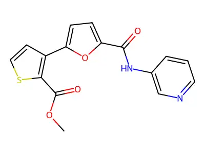 methyl 3-[5-(pyridin-3-ylcarbamoyl)furan-2-yl]thiophene-2-carboxylate structure