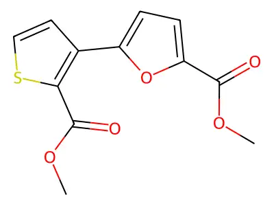 Methyl5-(2-(methoxycarbonyl)-3-thienyl)-2-furoate structure