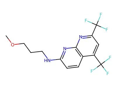 N-(3-methoxypropyl)-5,7-bis(trifluoromethyl)[1,8]naphthyridin-2-amine structure