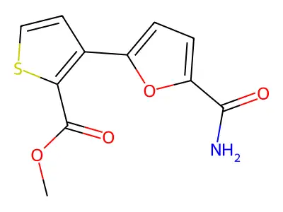 Methyl 3-(5-carbamoylfuran-2-yl)thiophene-2-carboxylate structure