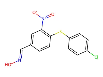 N-[[4-(4-chlorophenyl)sulfanyl-3-nitrophenyl]methylidene]hydroxylamine structure