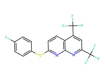 5,7-Bis(trifluoromethyl)[1,8]naphthyridin-2-yl 4-fluorophenyl sulfide structure