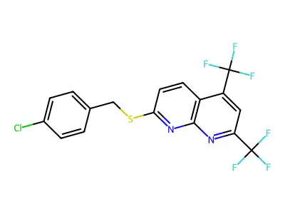 5,7-Bis(trifluoromethyl)[1,8]naphthyridin-2-yl 4-chlorobenzyl sulfide structure