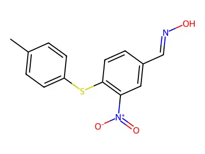 N-({4-[(4-methylphenyl)sulfanyl]-3-nitrophenyl}methylidene)hydroxylamine structure