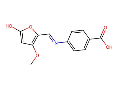 4-({[3-methoxy-5-oxo-2(5H)-furanyliden]methyl}amino)benzenecarboxylic acid structure