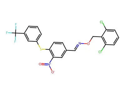 3-nitro-4-{[3-(trifluoromethyl)phenyl]sulfanyl}benzenecarbaldehyde O-(2,6-dichlorobenzyl)oxime structure