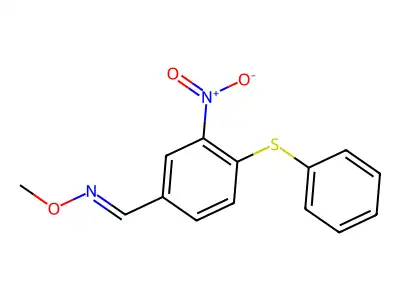Methoxy({[3-nitro-4-(phenylsulfanyl)phenyl]methylidene})amine structure