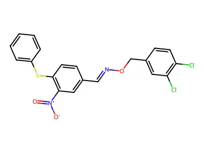 N-[(3,4-dichlorophenyl)methoxy]-1-(3-nitro-4-phenylsulfanylphenyl)methanimine structure