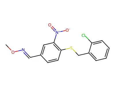 1-[4-[(2-chlorophenyl)methylsulfanyl]-3-nitrophenyl]-N-methoxymethanimine structure