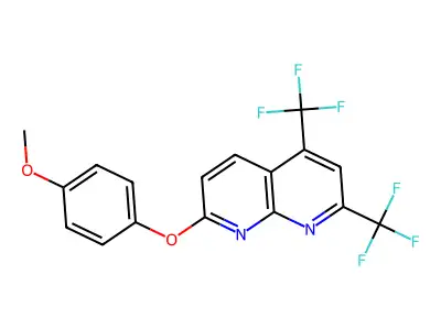 7-(4-Methoxyphenoxy)-2,4-bis(trifluoromethyl)-1,8-naphthyridine structure
