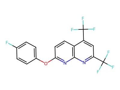 7-(4-Fluorophenoxy)-2,4-bis(trifluoromethyl)-1,8-naphthyridine structure