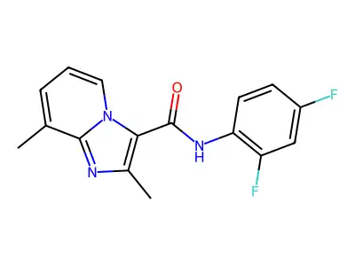 N-(2,4-difluorophenyl)-2,8-dimethylimidazo[1,2-a]pyridine-3-carboxamide structure