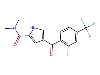 4-[2-fluoro-4-(trifluoromethyl)benzoyl]-N,N-dimethyl-1H-pyrrole-2-carboxamide structure