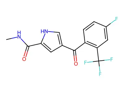 4-[4-fluoro-2-(trifluoromethyl)benzoyl]-N-methyl-1H-pyrrole-2-carboxamide structure
