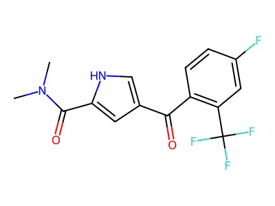 4-[4-fluoro-2-(trifluoromethyl)benzoyl]-N,N-dimethyl-1H-pyrrole-2-carboxamide structure