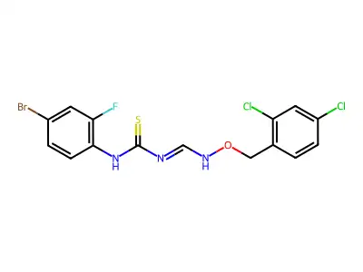 1-(4-bromo-2-fluorophenyl)-3-[[(2,4-dichlorophenyl)methoxyamino]methylidene]thiourea structure
