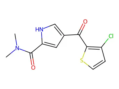 4-(3-chlorothiophene-2-carbonyl)-N,N-dimethyl-1H-pyrrole-2-carboxamide structure