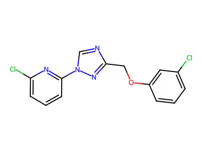 2-chloro-6-{3-[(3-chlorophenoxy)methyl]-1H-1,2,4-triazol-1-yl}pyridine structure
