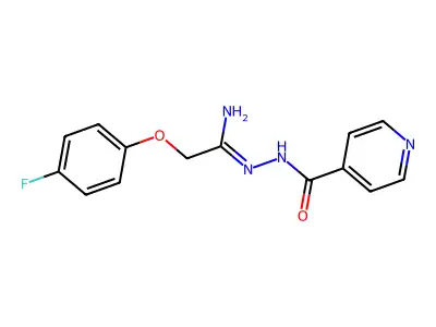N-[[1-amino-2-(4-fluorophenoxy)ethylidene]amino]pyridine-4-carboxamide structure